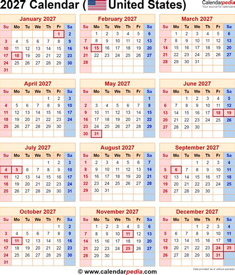 2027 Calendar With Federal Holidays Printable — Calendars 123