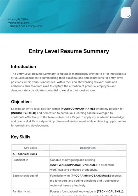 Image result for Entry Level Resume Summary Sample