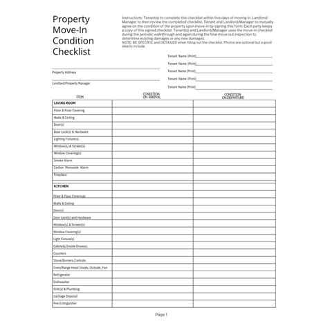 Editable | Property Move in Condition Checklist | Tenant Forms ...