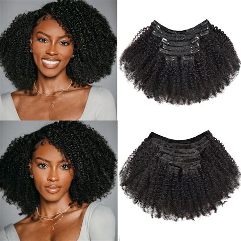 Amazon.com : beauty youth Afro Kinky Curly Clip In Human Hair ...