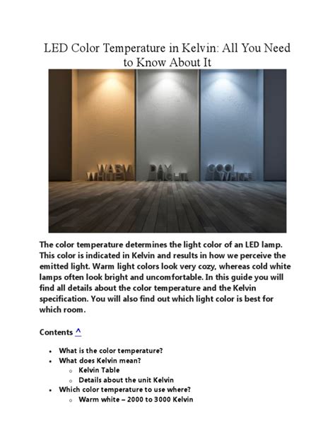 LED Color Temperature in Kelvin | PDF | Color | Lighting