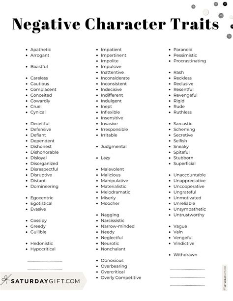 Negative Character Traits List - 98 Negative Qualities & Examples ...