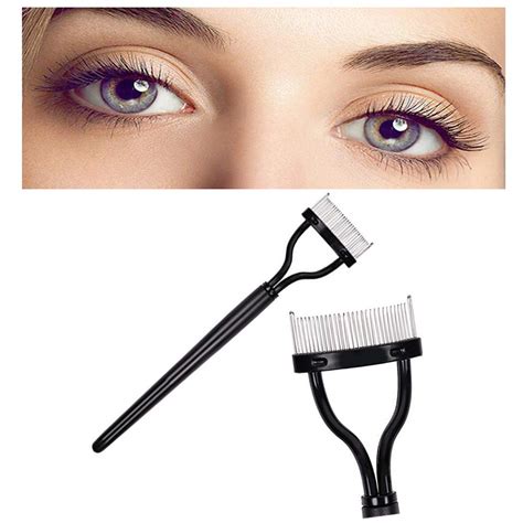 1Pcs Black Folding Eyelash Comb Curler with Cover Stainless Steel Teeth ...