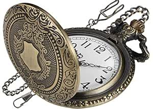 Buy Realpoo Bronze Shield Men's Pocket Watch, Arabic Numeral Digital ...