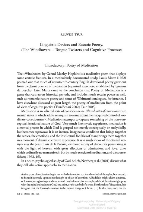 Linguistic Devices and Ecstatic Poetry. »The Windhover« - Tongue ...