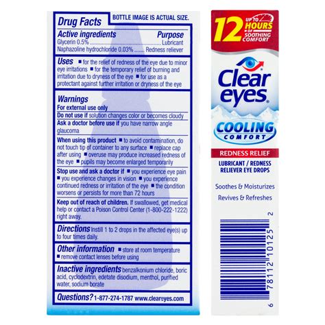 Clear Eyes Cooling Comfort Redness Relief Eye Drops Soothes Red Eyes 0.5 oz
