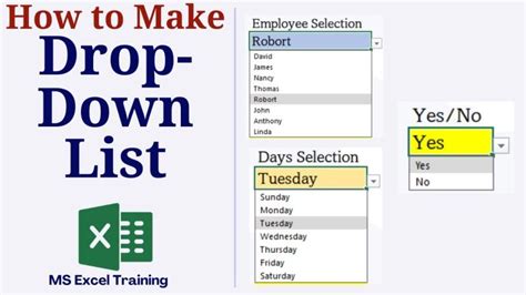 Image result for Excel Drop Down Select Tutorial