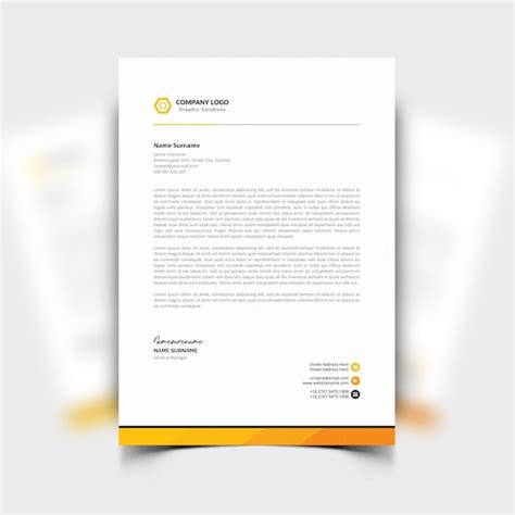 Letterhead template with orange details | Free Vector