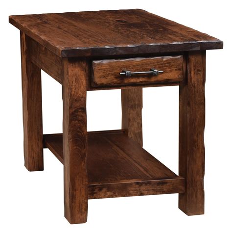 Amish Barn Floor End Table with One Shelf - Rustic Accent Furniture ...