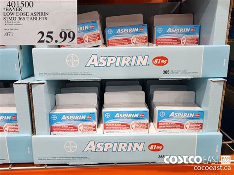 401500 BAYER LOW DOSE ASPIRIN 81MG 365 TABLETS 25 99 - Costco East Fan Blog