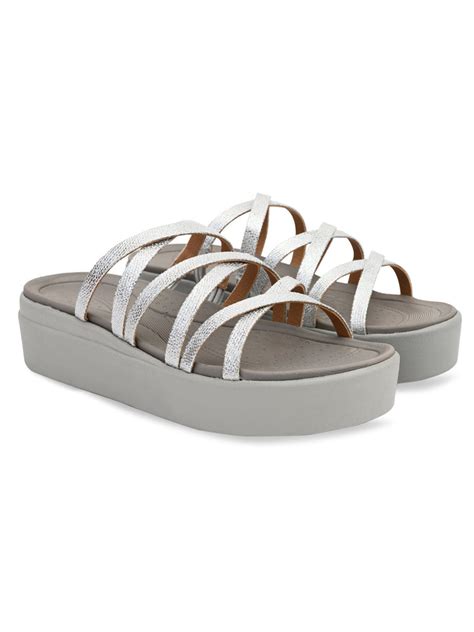 Shop Rocia By Regal Silver Women Strappy Casual Wedges Online