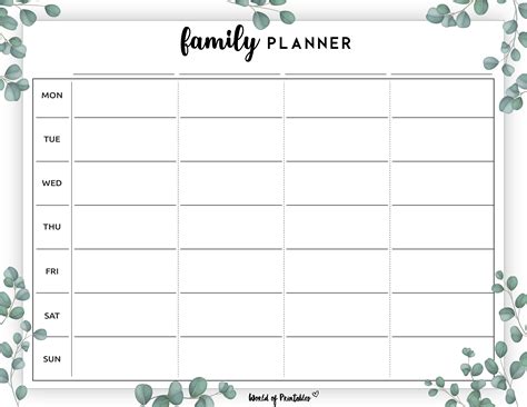 Image result for Family Planner Examples