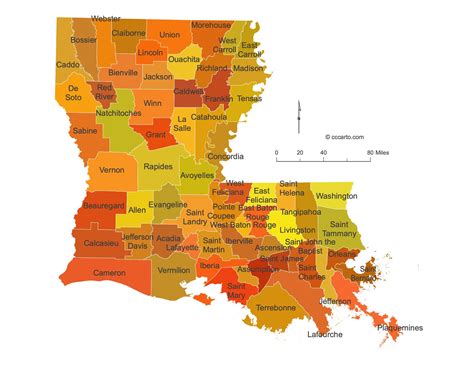Louisiana State Maps: Parishes (All 64 Parishes) | CCCarto