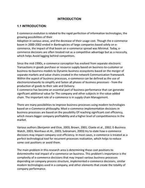 E-Commerce and its impact on operating cost - INTRODUCTION 1 ...