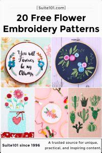 20 Free Flower Embroidery Patterns and Designs