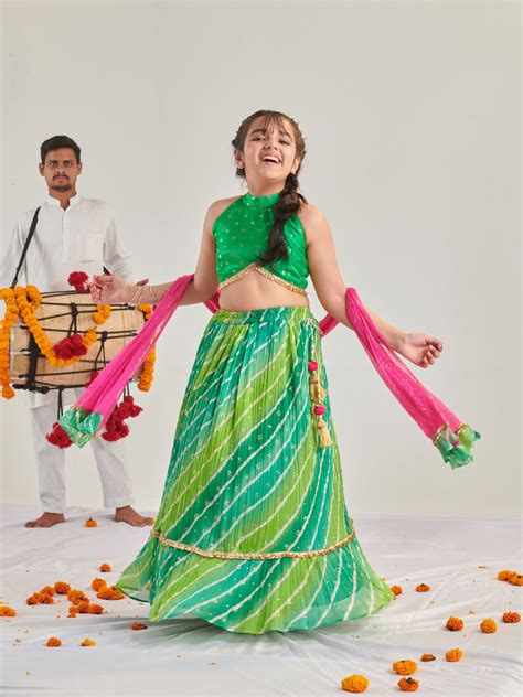 Buy Girls Printed Lehenga & Blouse With Dupatta