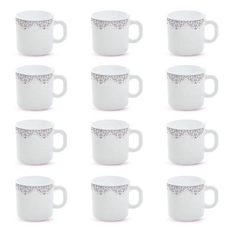 Larah by BOROSIL Lark Opalware Mug, Set of 12 Tea/Coffee Mugs, 180 ml ...