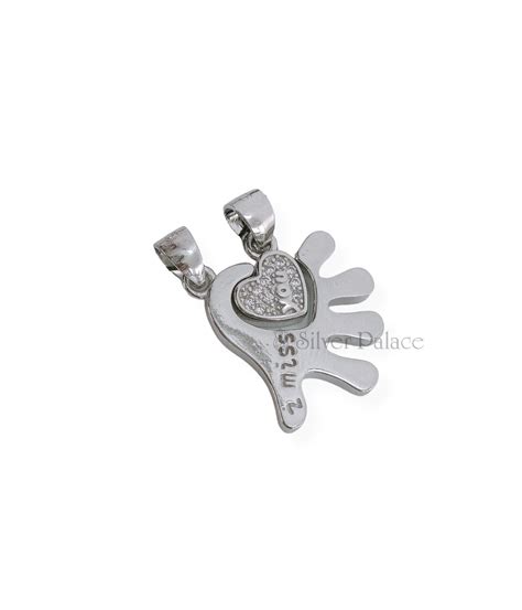 925 Sterling Silver Puya Collection Hand And Heart Link Pendant ...