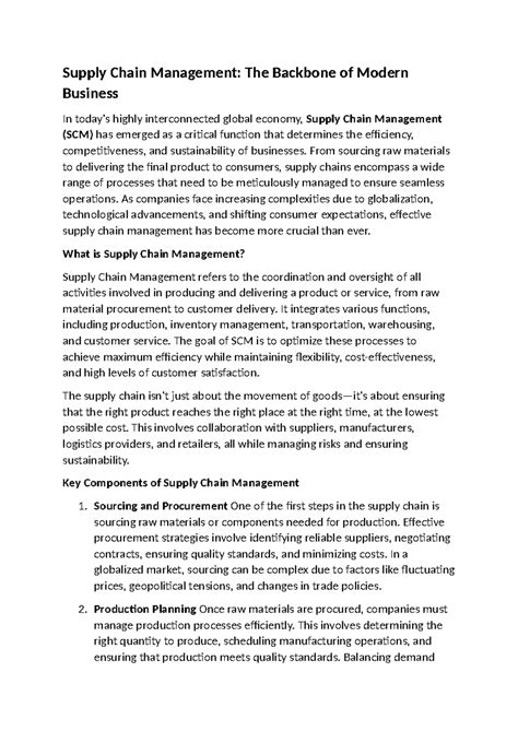 Supply Chain Management - From sourcing raw materials to delivering the ...