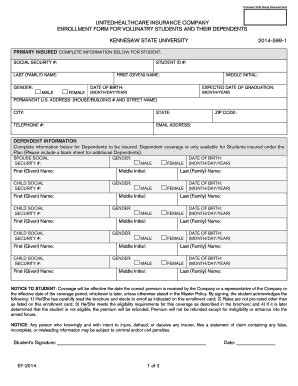 Fillable Online UNITEDHEALTHCARE INSURANCE COMPANY ENROLLMENT FORM FOR ...