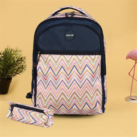 Novex Snug-On Zig-Zagar Printed Unisex Kids School Bag with Stationary ...