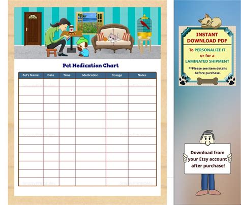 Buy Fillable Pet Medication Chart Printable, Cat, Dog Medication ...