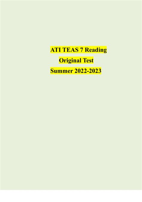 ATI TEAS 7 Reading Original Test (45 correct Questions & Answers ...