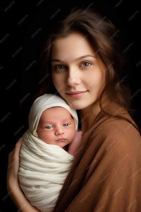 Premium Photo | Portrait of pretty woman holding a newborn baby