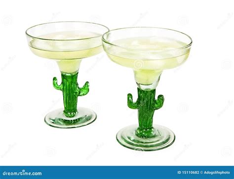 Margaritas on the Rocks in Cactus Glasses Stock Photo - Image of drink ...