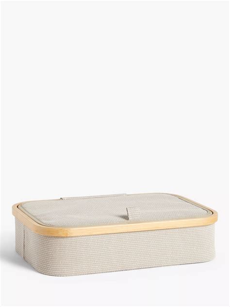 John Lewis Bamboo Rim Divided Storage Basket, H9.3 x W38 x D26cm