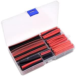 Heat Shrink Tubing, Set of 150, 2 Colors, 8 Sizes, 2, 2.5, 3.5, 5, 6, 8 ...