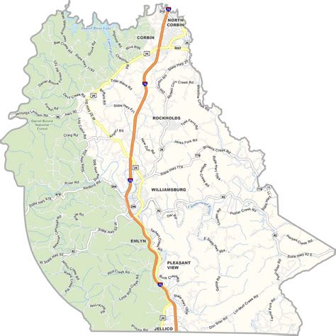 Whitley County Map, Kentucky - US County Maps