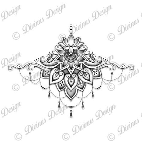 Lotus Underboob/sternum Tattoo Design and Stencil Instant - Etsy India