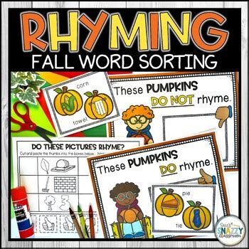 Rhyming Pumpkins Word Sort | Fall - Autumn Rhyming Words Sorting Activity