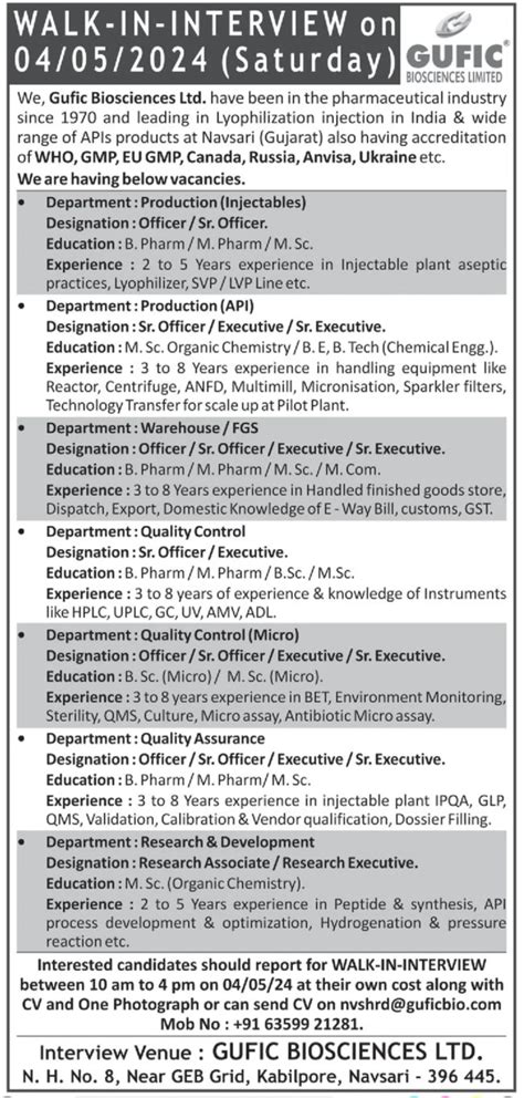 Gufic Biosciences Ltd Production Quality research and development ...