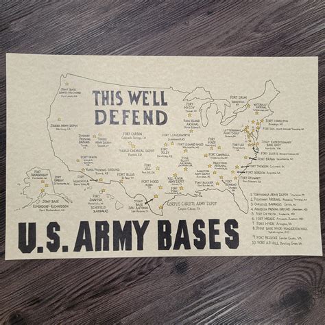 Hand-Drawn US Army Garrisons Map | Us army bases, Army base, Us army ...