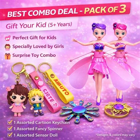 [3 in 1 Combo] [Assorted] 1 Sensor Fly Doll + 1 Fancy Spinner + 1 Keyc ...