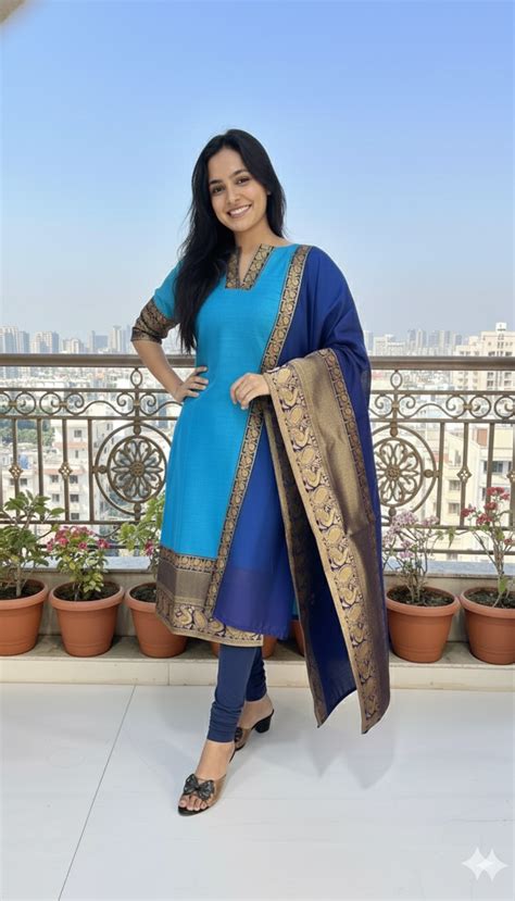Elegant Chanderi Cotton Straight Kurta with Contrast Dupatta – Shivay Fab