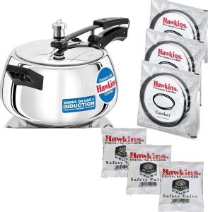 Hawkins Contura STAINLESS STEEL 5 L Pressure Cooker with Extra 3 Gasket ...