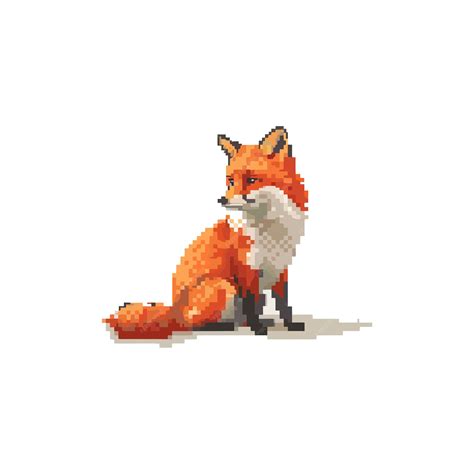 Pixel Art Illustration of a Sitting Fox Vector illustration design ...