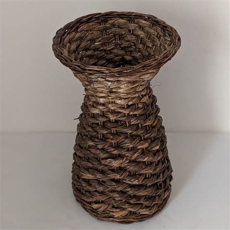 Large Vintage Rustic Woven Dark Brown Banana Leaf Floor Vase. - Etsy