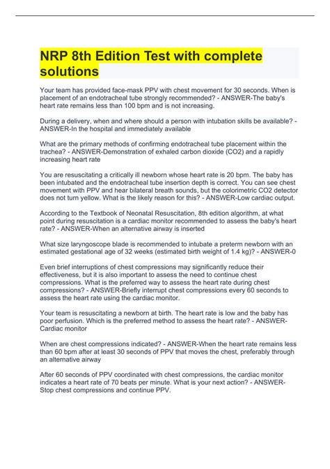 NRP 8th Edition Test with complete solutions - NRP 8th Edition - Stuvia US