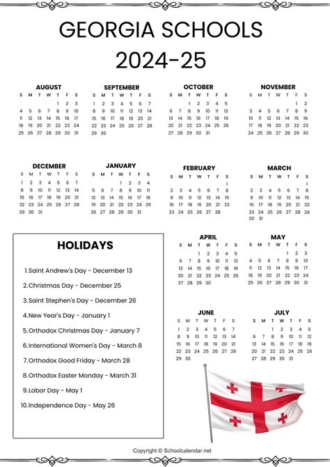 Georgia School Calendar 2024-2025 [County School District]