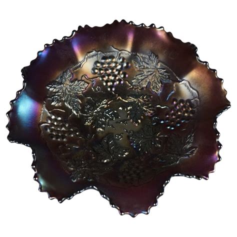 Antique Northwood Purple Amethyst Carnival Glass Bowl with Grape and ...