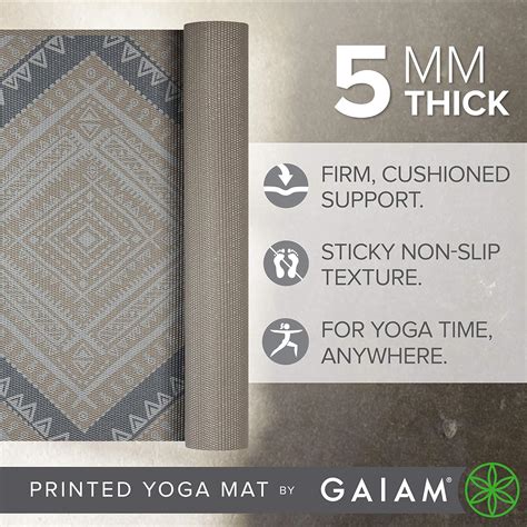 Buy Gaiam Yoga Mat - Premium 5mm Print Thick Non Slip Exercise ...