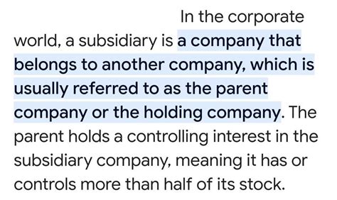 Subsidiary company meaning - Brainly.in