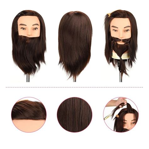 Buy Real Hair Male Mannequin Head with Beard Practice Model ...