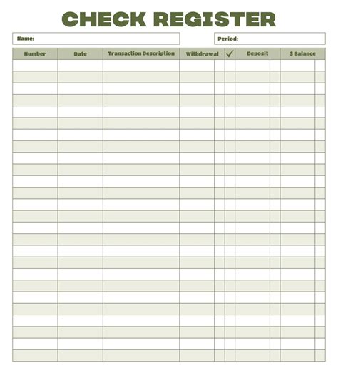 Check Register Printable Pdf