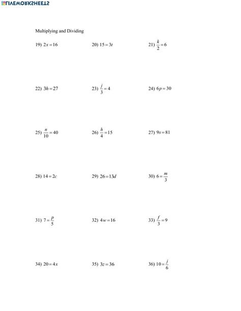 Solving One Step Equations Worksheet 的图像结果