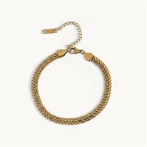 Shop Classic Flat Link Gold Bracelet for Women - PALMONAS
